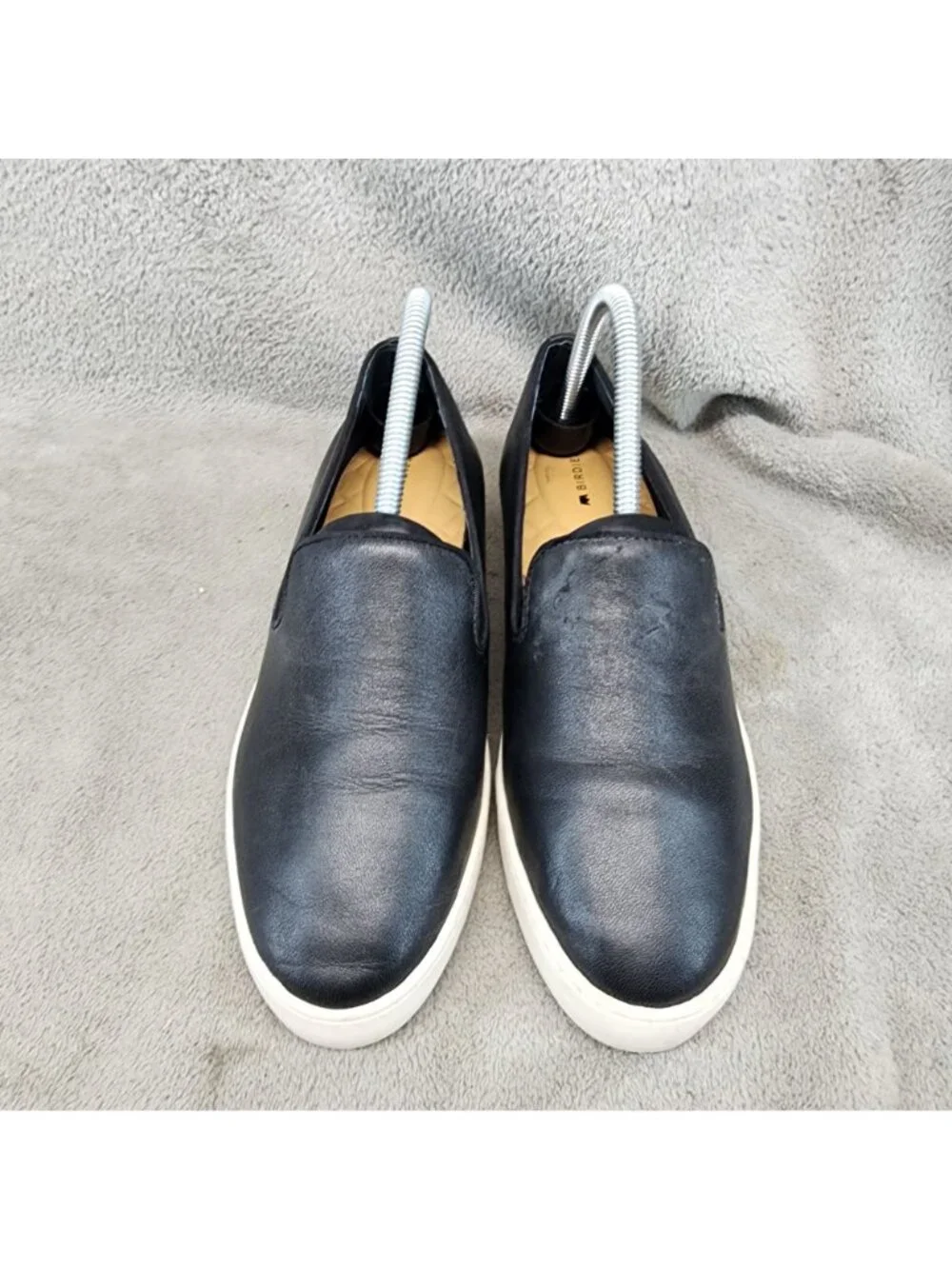 Birdies Shoes Womens 7.5 Black Leather Slip On Sneakers *Read*